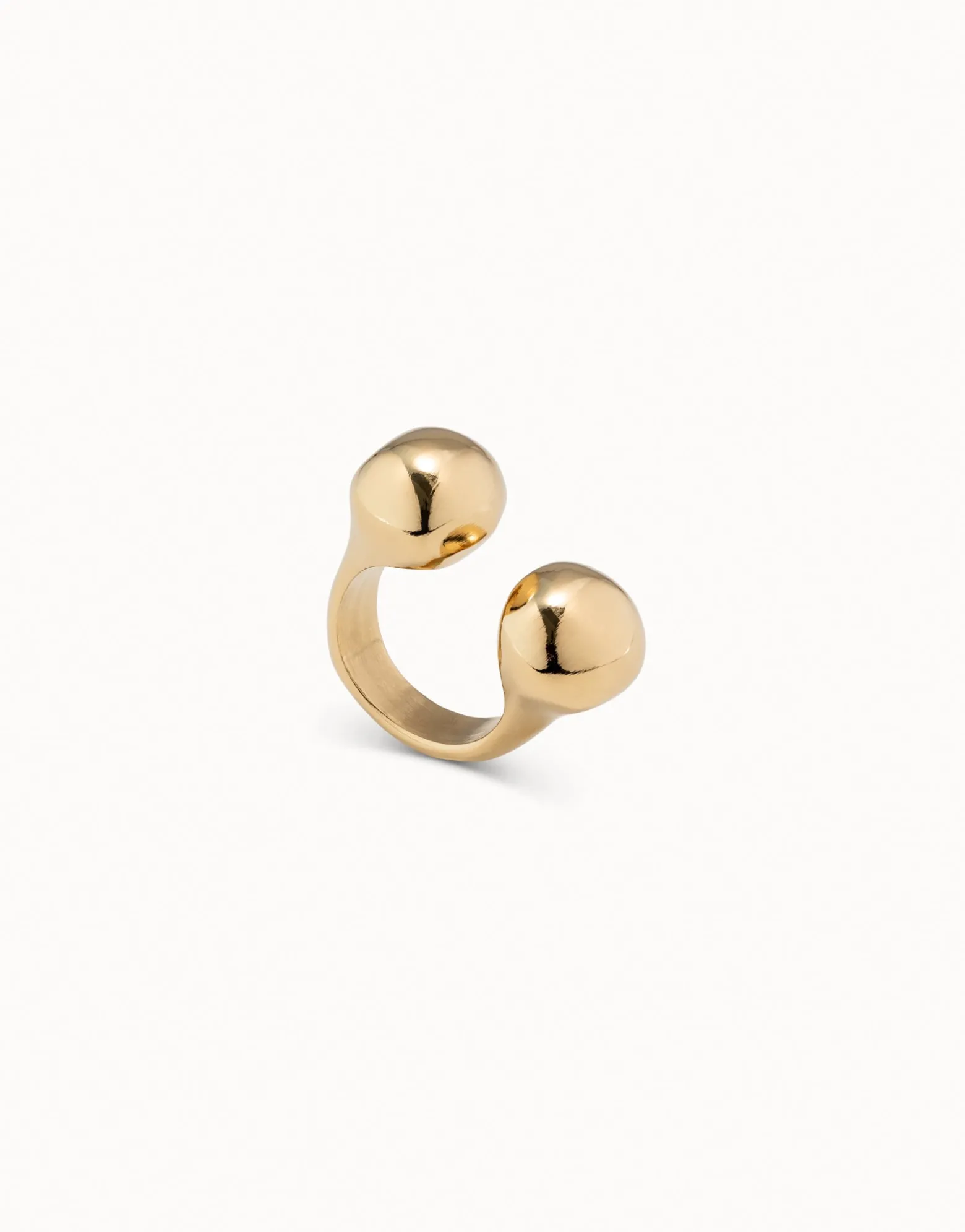 Anillo bolas bañado en oro de 18k