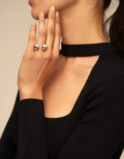 Anillo bolas bañado en plata de ley