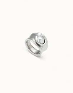 Anillo con cristal bañado en plata de ley