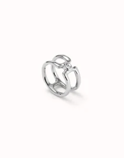 Anillo doble bañado en plata de ley con topacio blanco