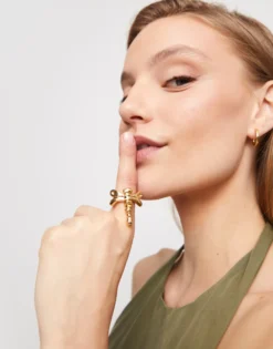 Anillo libélula bañado en oro 18k