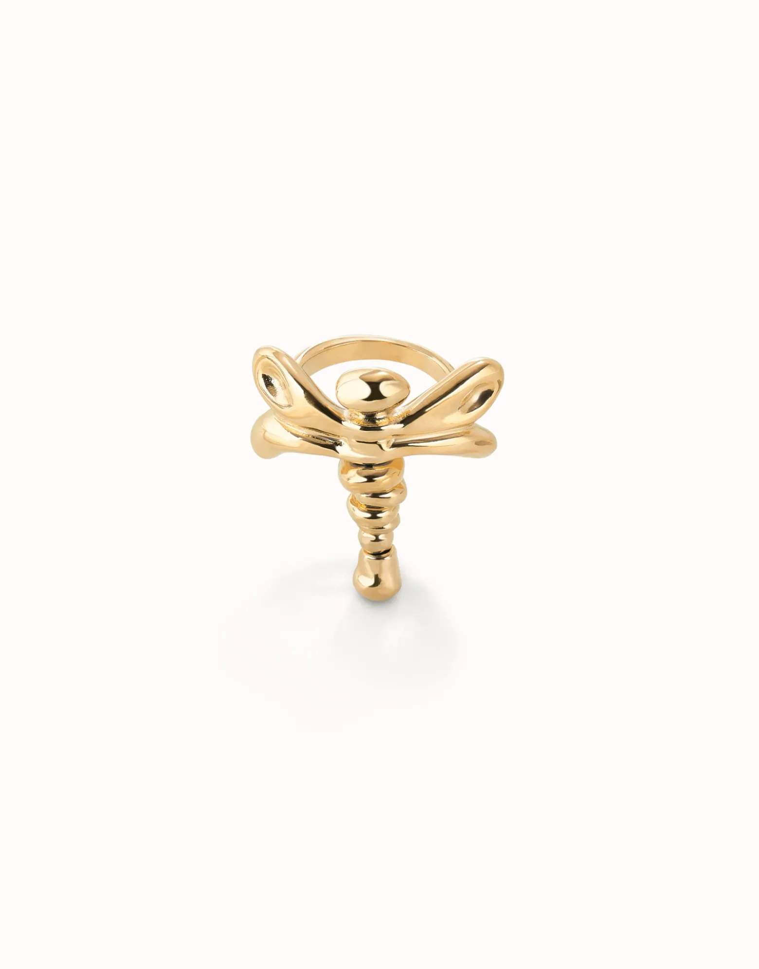 Anillo libélula bañado en oro 18k