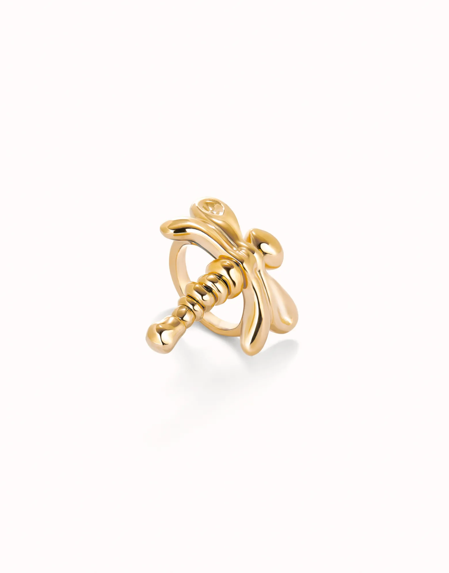 Anillo libélula bañado en oro 18k