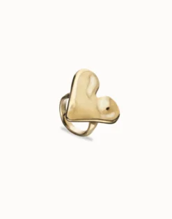 Anillo maxi bañado en oro 18k con forma de corazón