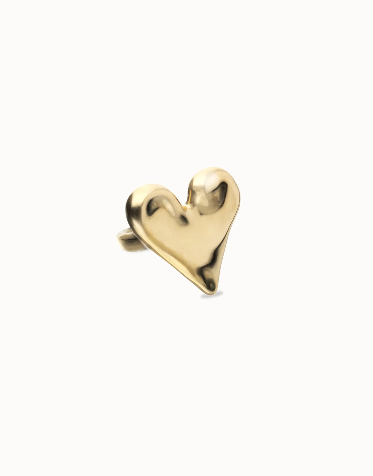Anillo maxi bañado en oro 18k con forma de corazón