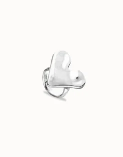 Anillo maxi bañado en plata de ley con forma de corazón