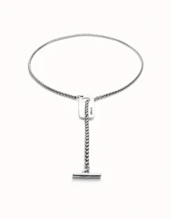 Cadena ajustable bañada en plata de ley y figura central