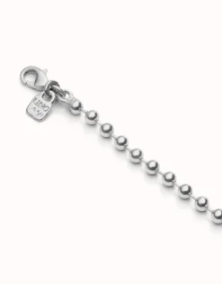 Cadena larga bolas bañada en plata de ley.