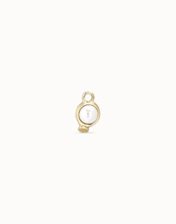 Charm de piercing bañado en oro de 18k de círculo y perla