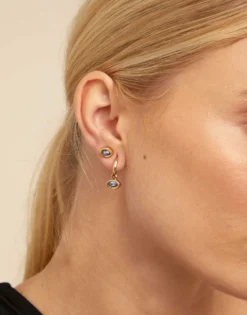 Charm de piercing bañado en oro de 18k de ojo y un cristal