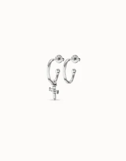 Charm de piercing bañado en plata de ley de cruz