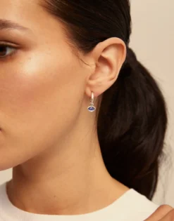Charm de piercing bañado en plata de ley de ojo y un cristal