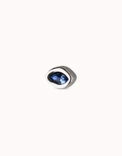 Charm de piercing bañado en plata de ley de ojo y un cristal