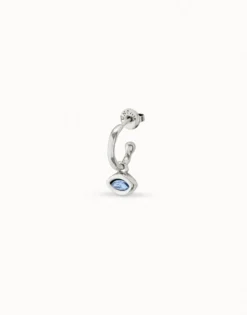 Charm de piercing bañado en plata de ley de ojo y un cristal