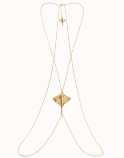 Colgante de cadena para cuerpo bañado en oro de 18k con mantarraya
