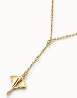 Colgante de cadena para cuerpo bañado en oro de 18k con mantarraya