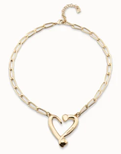 Colgante de oro 18k de eslabones y corazón