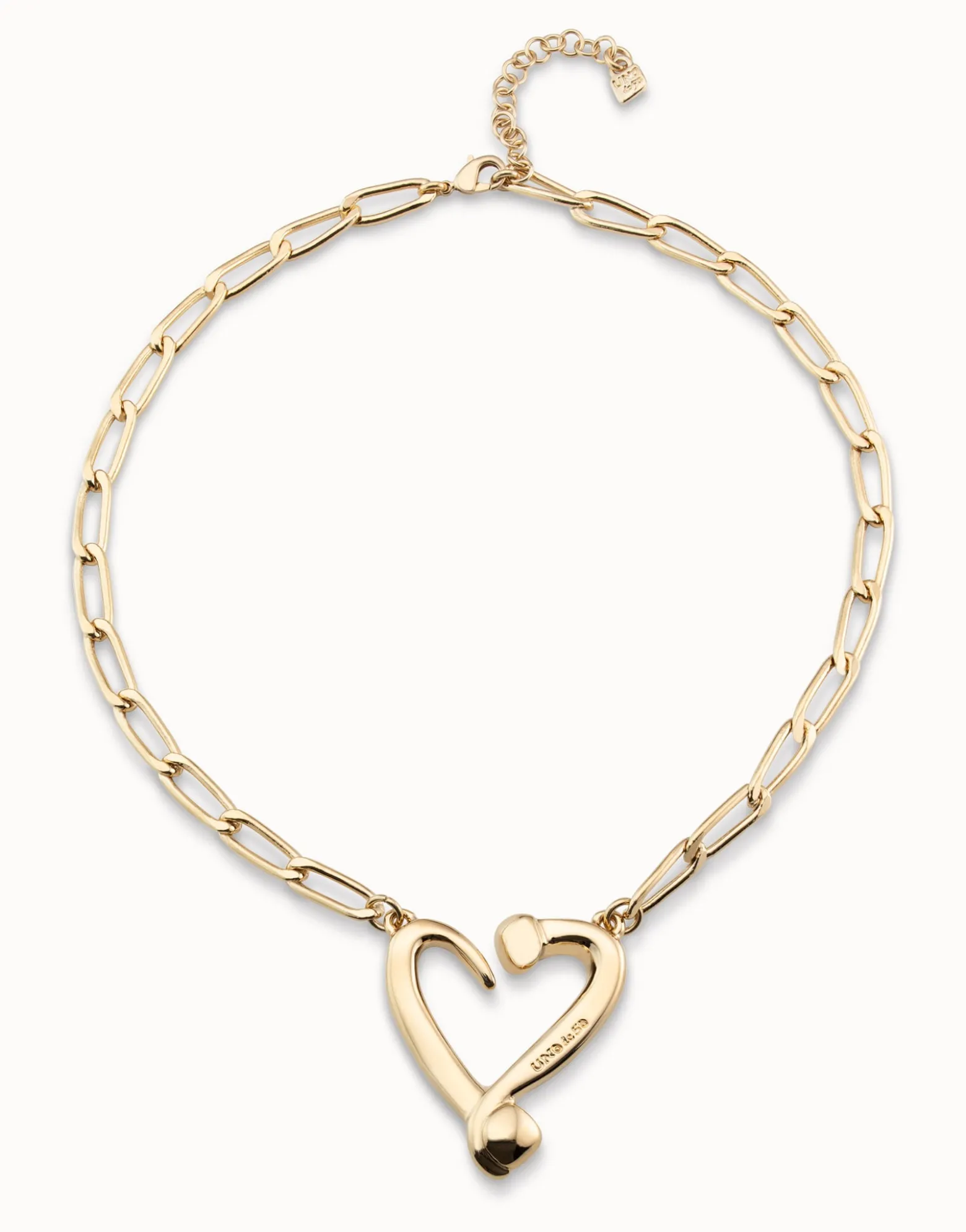 Colgante de oro 18k de eslabones y corazón