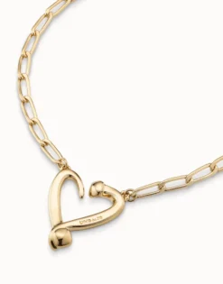 Colgante de oro 18k de eslabones y corazón