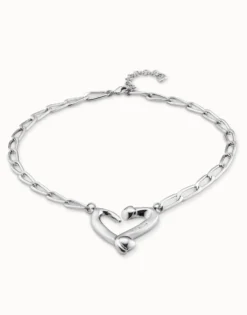 Colgante de plata de ley de eslabones y corazón