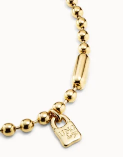 Collar bañado en oro de 18k con cuentas esféricas grandes y cierre hormiga