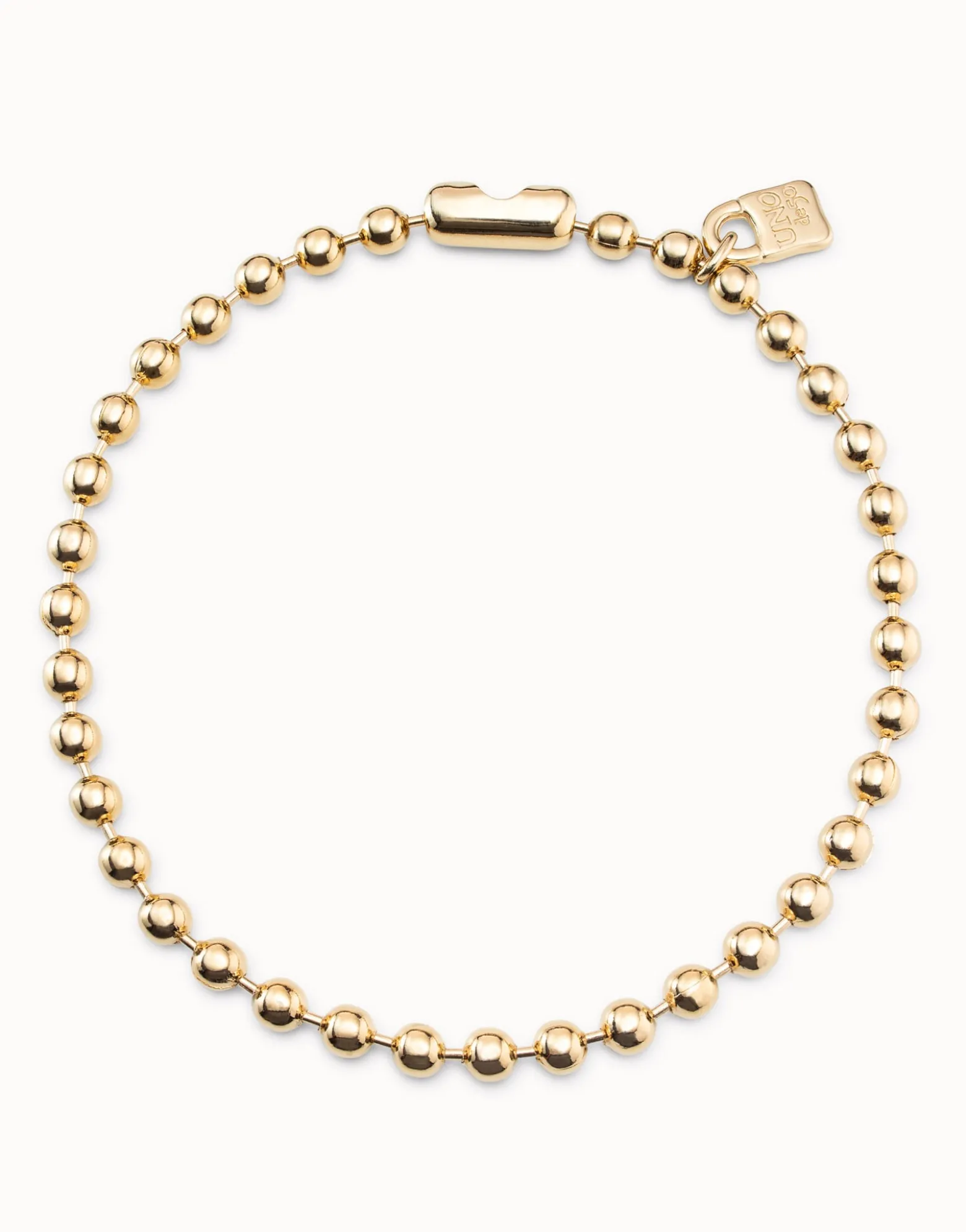Collar bañado en oro de 18k con cuentas esféricas grandes y cierre hormiga