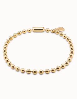Collar bañado en oro de 18k con cuentas esféricas grandes y cierre hormiga