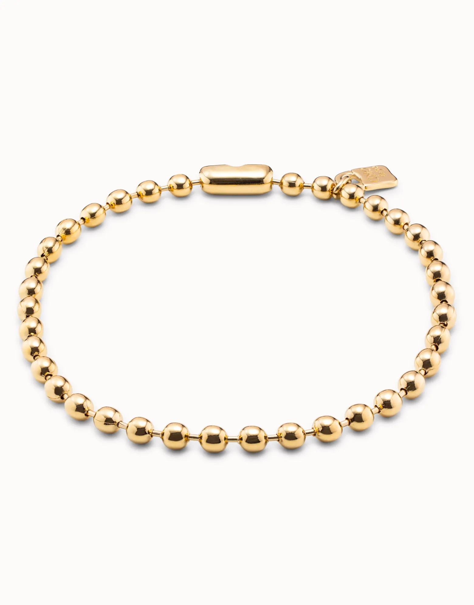 Collar bañado en oro de 18k con cuentas esféricas grandes y cierre hormiga