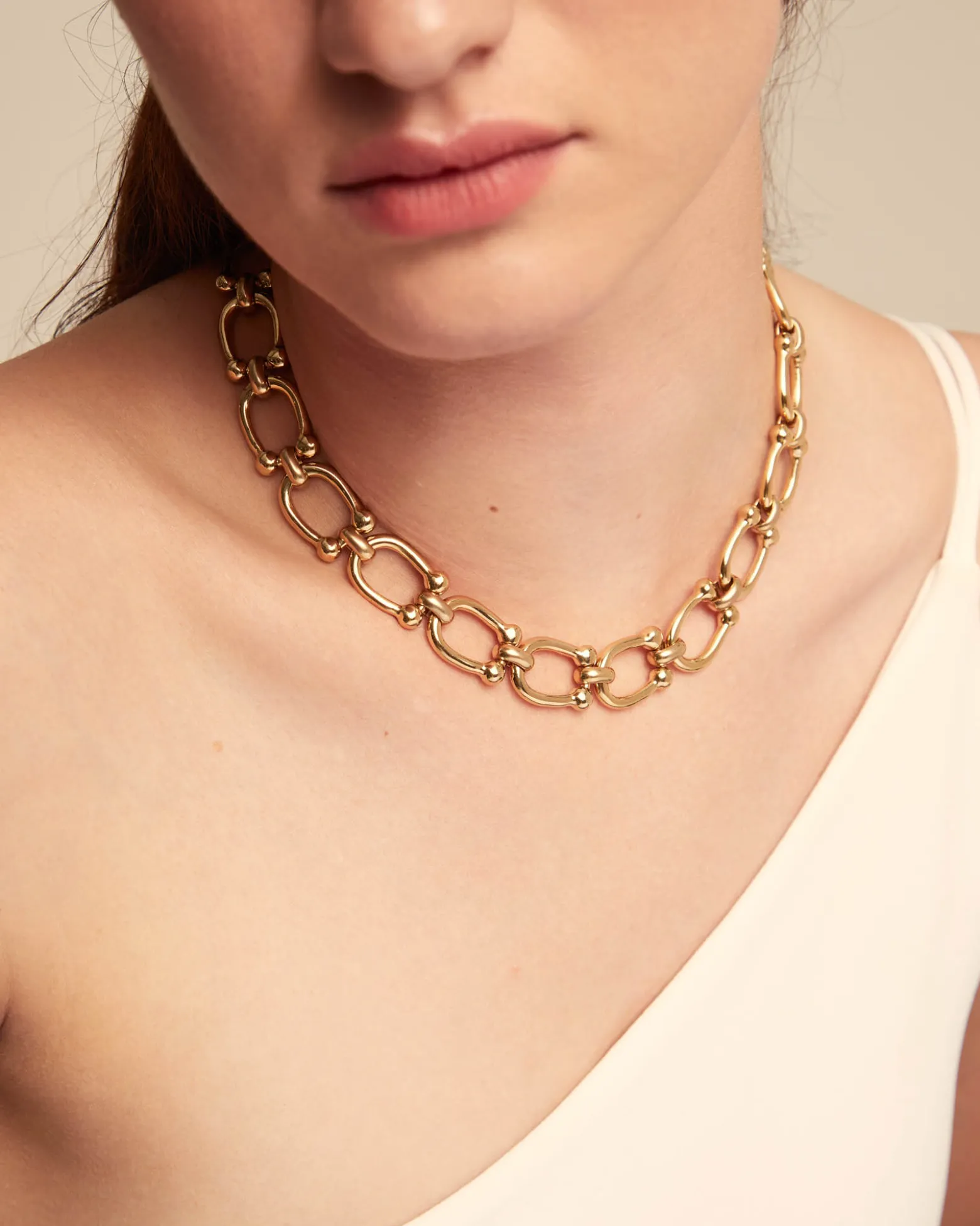 Collar bañado en oro 18k con eslabones medianos