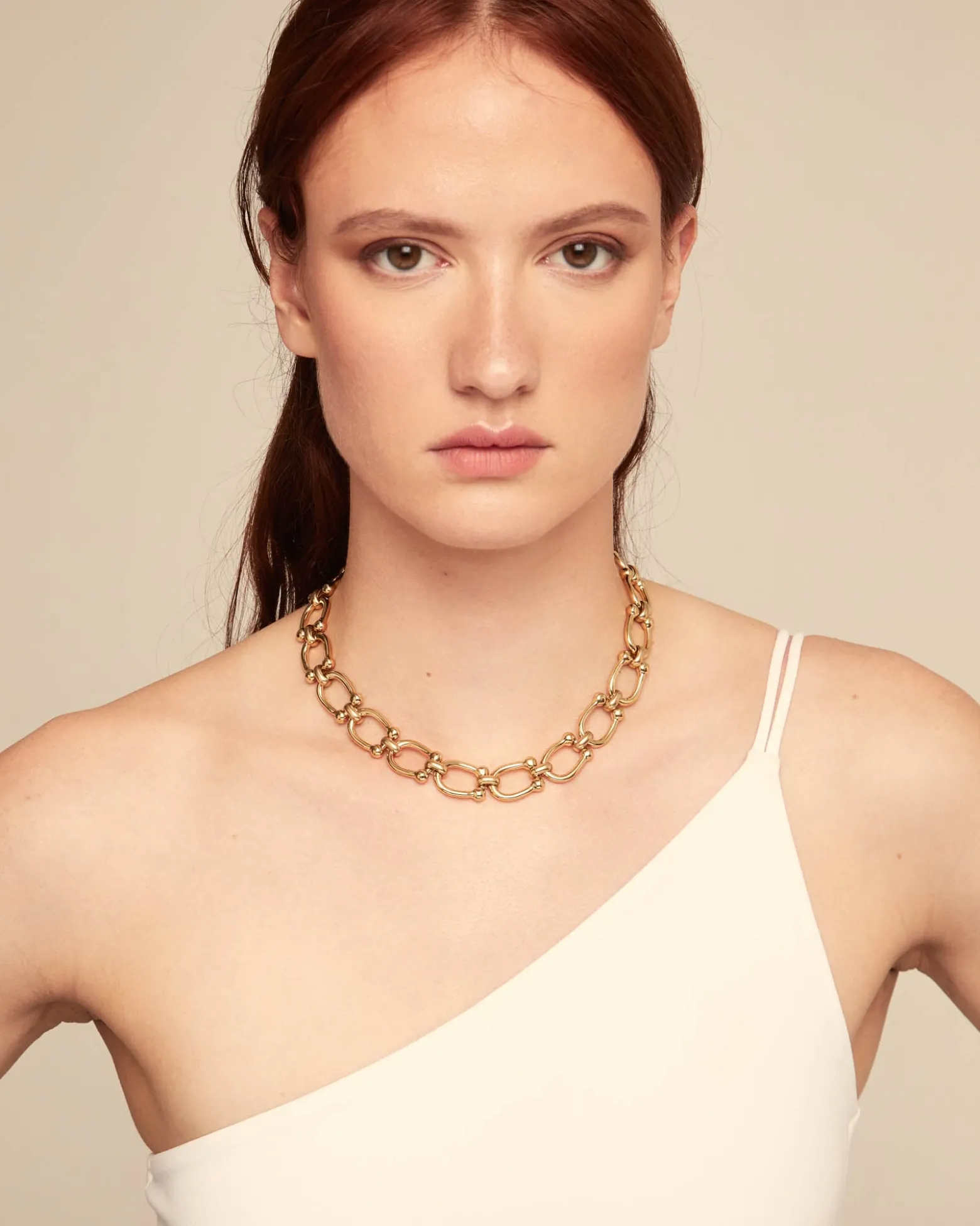 Collar bañado en oro 18k con eslabones medianos