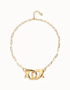 Collar bañado en oro 18k con mosquetón entrelazado grande