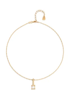 Collar bañado en oro 18k y circonita central blanca