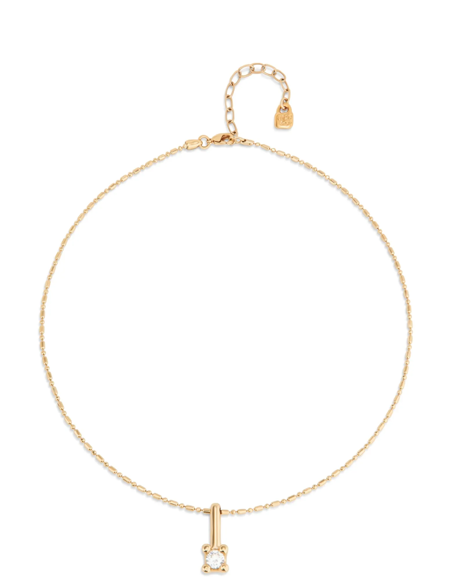 Collar bañado en oro 18k y circonita central blanca