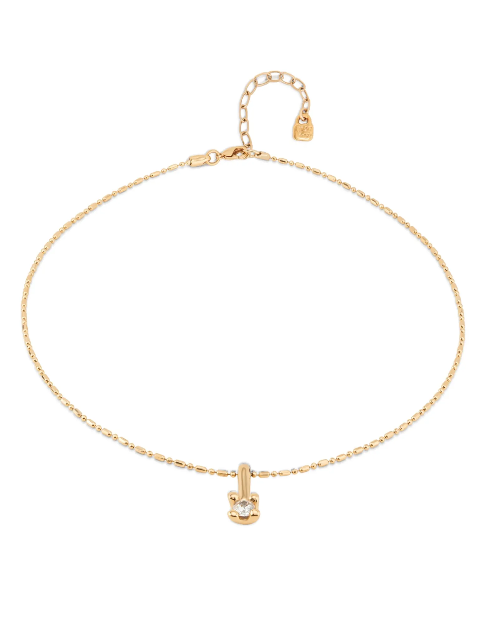 Collar bañado en oro 18k y circonita central blanca