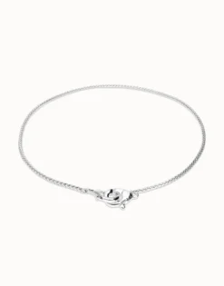 Collar bañado en plata con mosquetón entrelazado