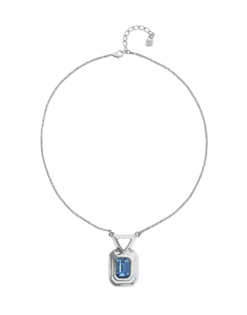 Collar bañado en plata de ley con cristal facetado rectangular azul