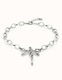 Collar cadena bañada plata de ley con libélula central