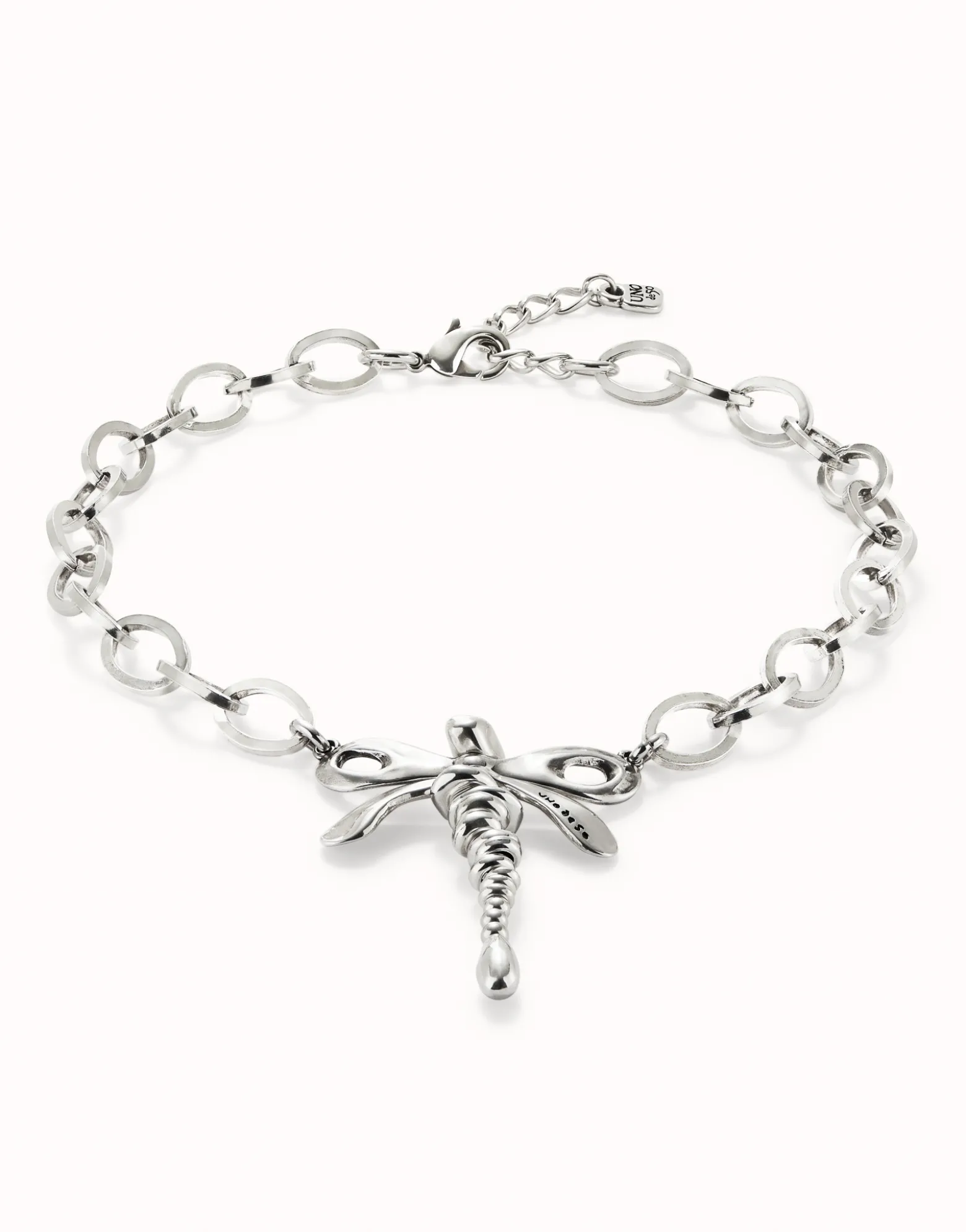 Collar cadena bañada plata de ley con libélula central