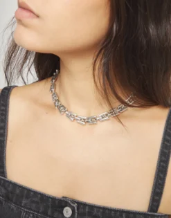 Collar con eslabones bañado en plata de ley