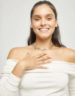 Collar con eslabones combinados en baño de oro y plata