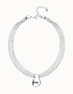 Collar con hilos plateados y esfera grande