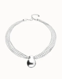 Collar con hilos plateados y esfera grande