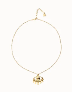 Collar corto bañado en oro 18k con detalle de ojo pequeño