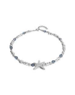 Collar corto bañado en plata con cristales y estrella de mar grande