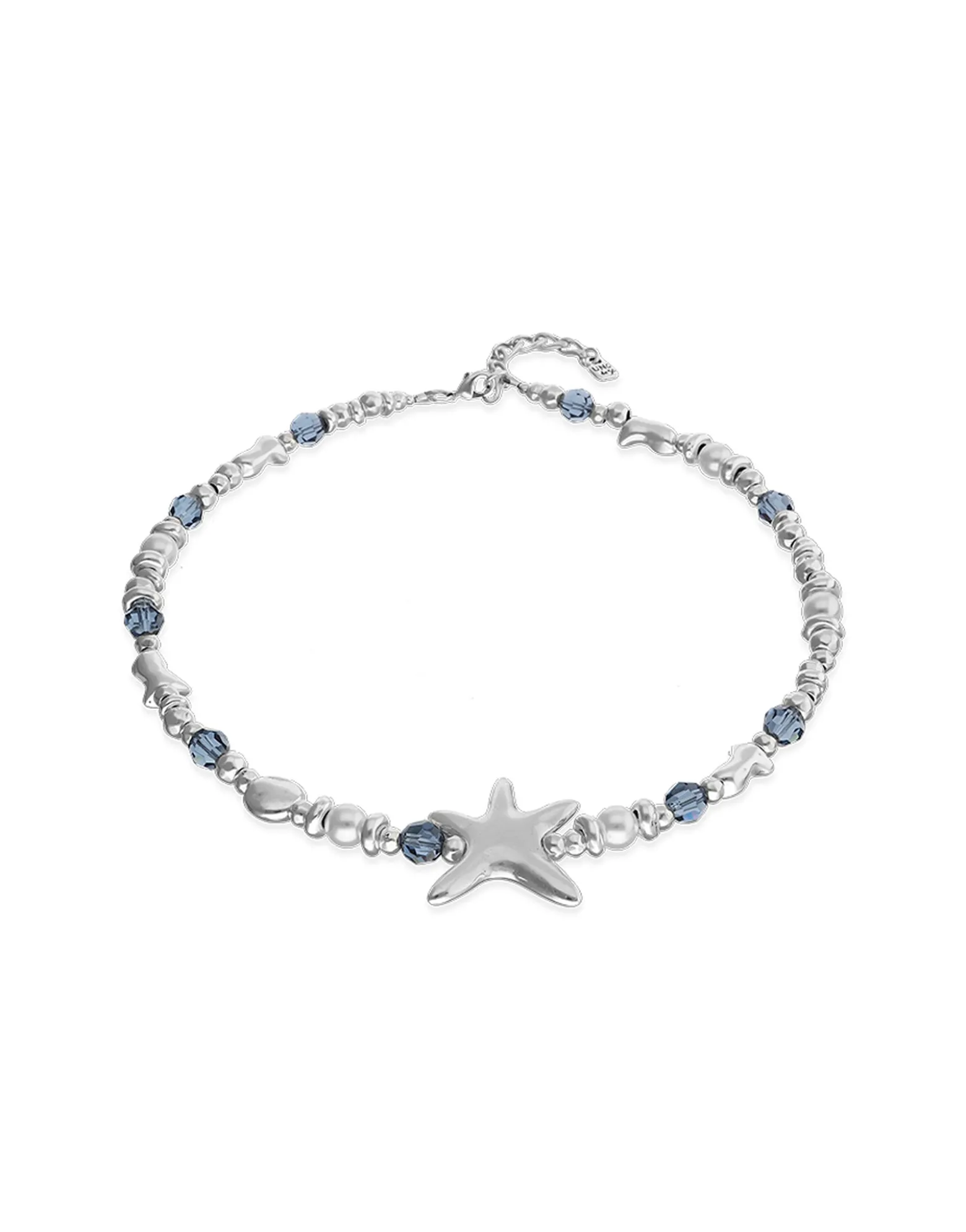 Collar corto bañado en plata con cristales y estrella de mar grande