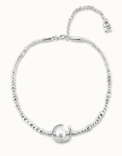 Collar corto bañado en plata de ley con perla para mujer