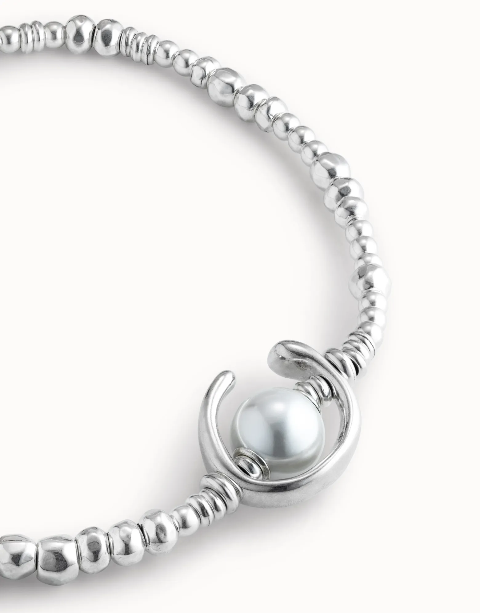 Collar corto bañado en plata de ley con perla para mujer