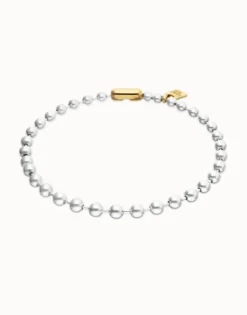 Collar de bolas bañado en plata con detalles bañados en oro 18k