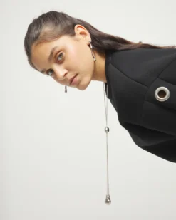 Collar de cadena bañada en plata de ley regulable con dos pesos
