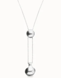 Collar de cadena bañada en plata de ley regulable con dos pesos